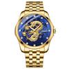 Stainless Steel Dragon Watch In Luminous Analogue Watch with Dragon Antique Quartz 3ATM Water Gold Perfect Gift for or Day Men's Gold Calendar,