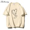 Shellsuning Kawaii футболки с принтом в виде сердца женские летние простые свободные футболки с круглым вырезом повседневные хлопковые женские топы на мягкой основе