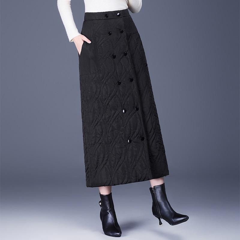 Пуховик с хлопковой подкладкой больших размеров с высокой талией винтажный весенний осенний зимний повседневный свободный длинный для женщины юбки женская юбка