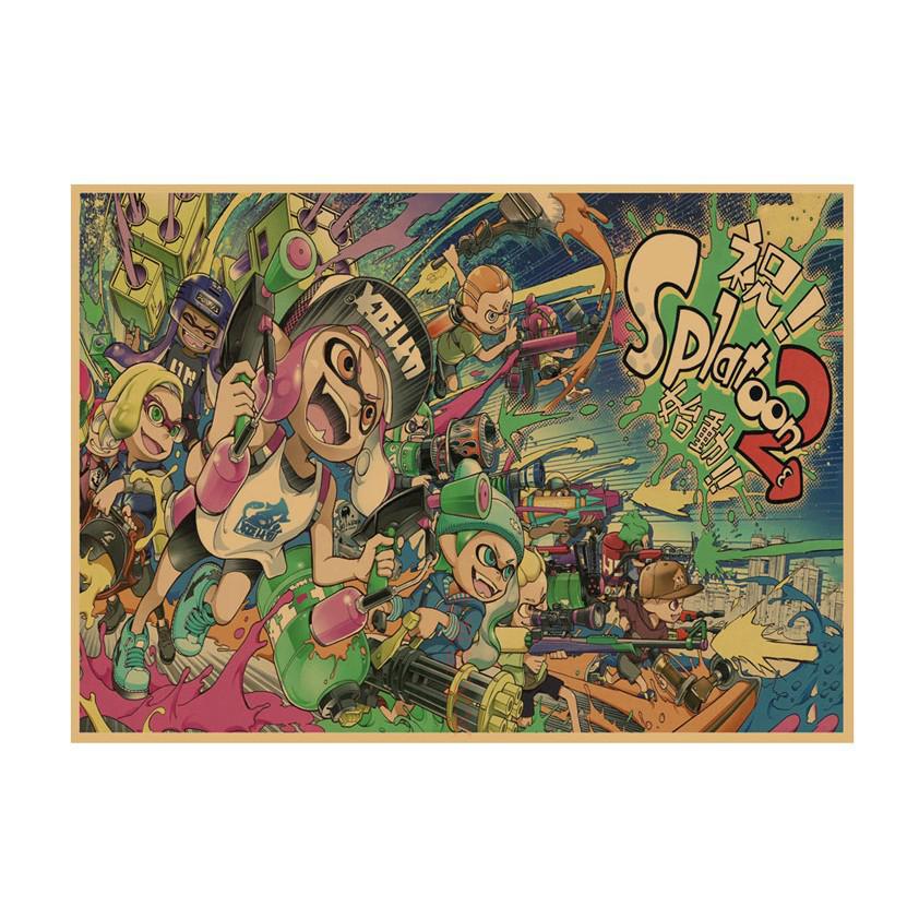 Splatoon Spray Warriors Ретро Аниме Постер для Игровых Комнат