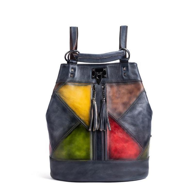 Johnature Винтажный женский рюкзак из натуральной коровьей кожи, дорожная сумка, большая вместительная женская сумка на плечо с тиснением ручной работы