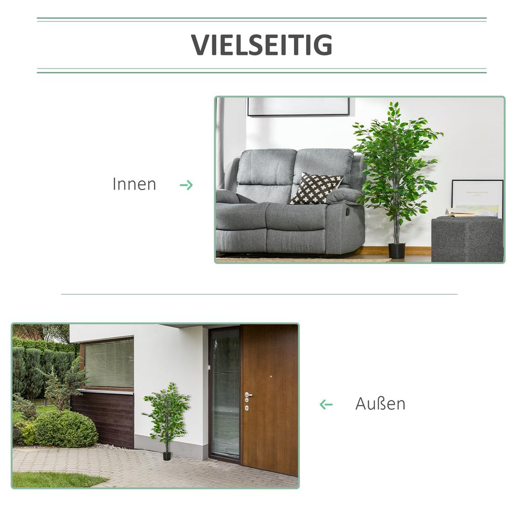 Artificial Ficus Tree, Cement Pot, Plastic, 135 cm, Green