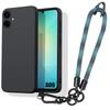 Case for Samsung Galaxy A06, Black Shockproof Silicone Protection with Blue Lanyard