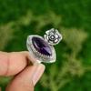 Natural Star Amethyst Gemstone Stackable Flower Ring Size 6.75 925 Silver