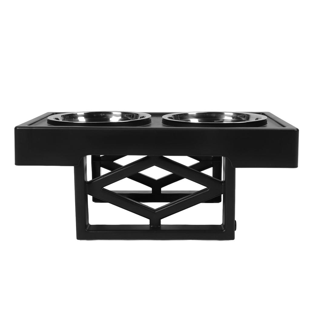 Приподнятые миски для собак предотвращают скольжение. Регулируемая по высоте приподнятая подставка для мисок для собак с 2 кормами из нержавеющей стали.