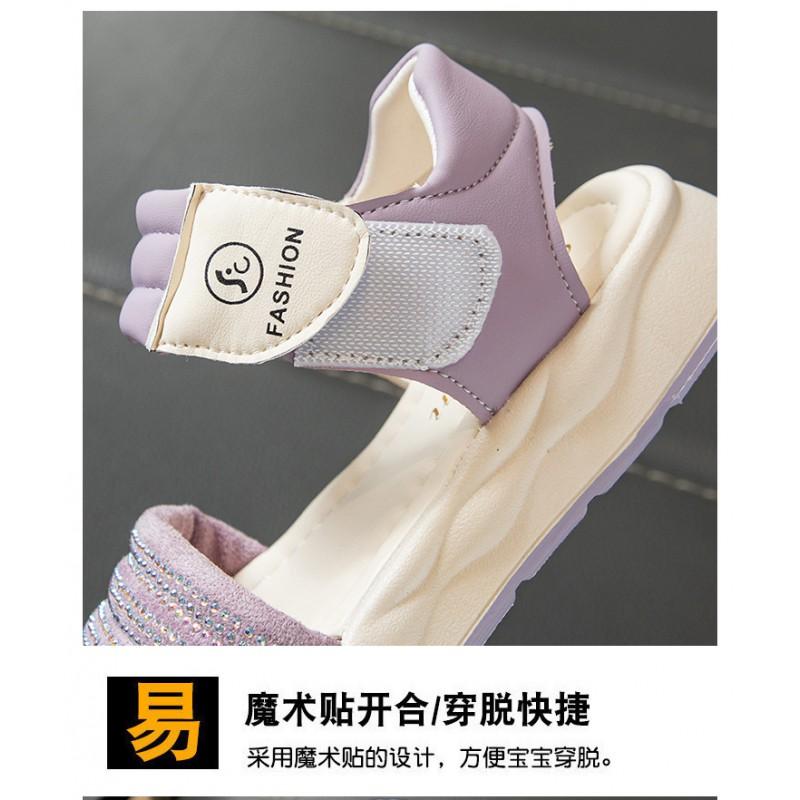 Girls Soft Sole Princess Sandals With Rhinestones Outdoor Beach Casual Wear