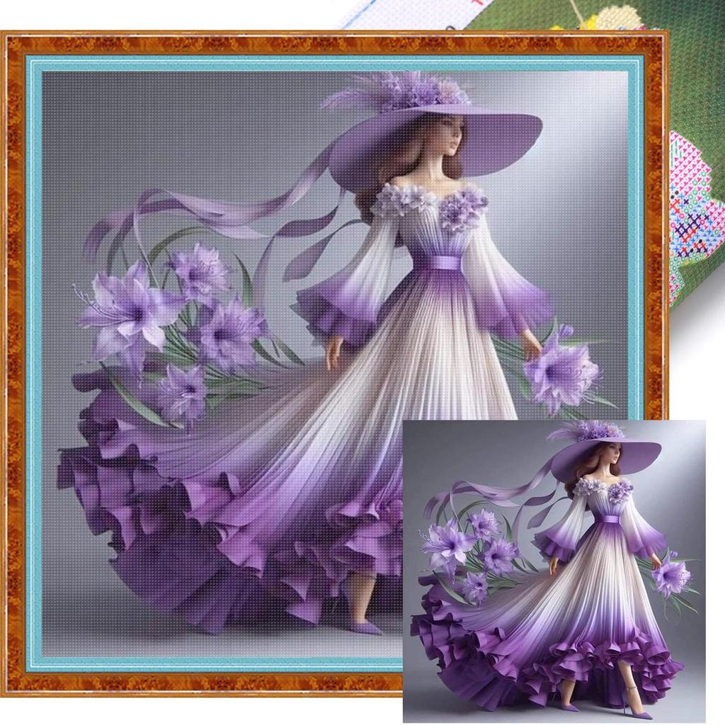 Набор для вышивания крестом с принтом девочки 45x45см Сделай сам 11CT Набор для вышивания Домашний декор