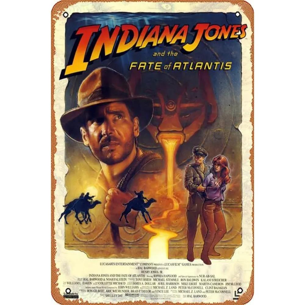 Индиана Джонс Атлантида Знак Ретро Музыкальный Постер Жестяная Табличка - Индиана Джонс Судьба Атлантиды Игровой Принт, Кино Дом