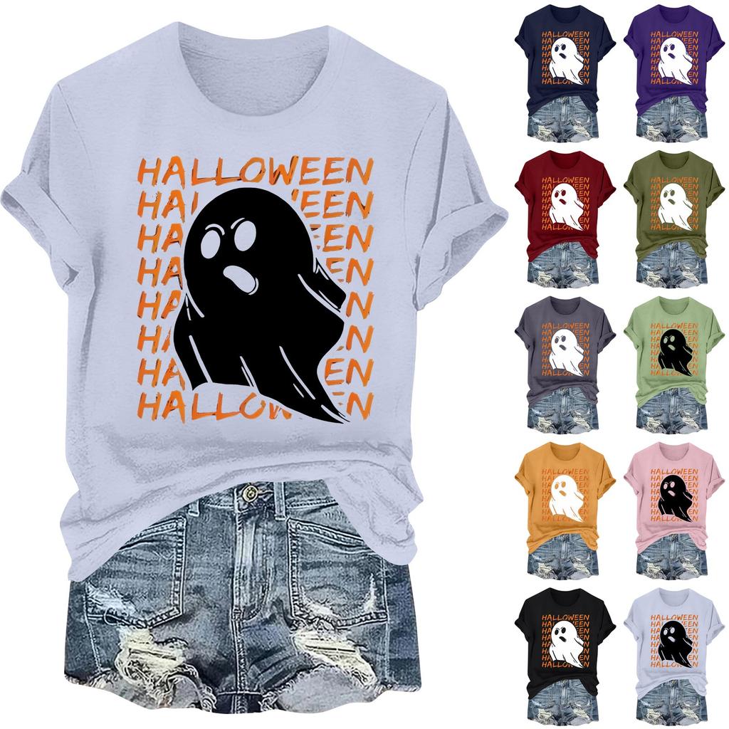 Women's Casual Printed Round Neck Short Sleeve T-Shirt Pullover Top