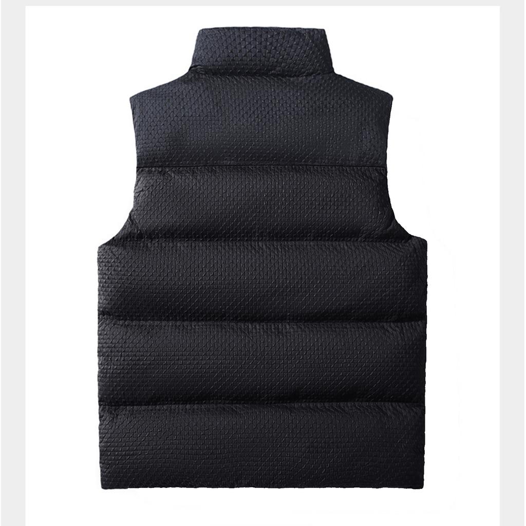 Мужской повседневный жилет из хлопка с тиснением в стиле колор-блок, мужская утолщенная свободная куртка без рукавов на молнии со стойкой