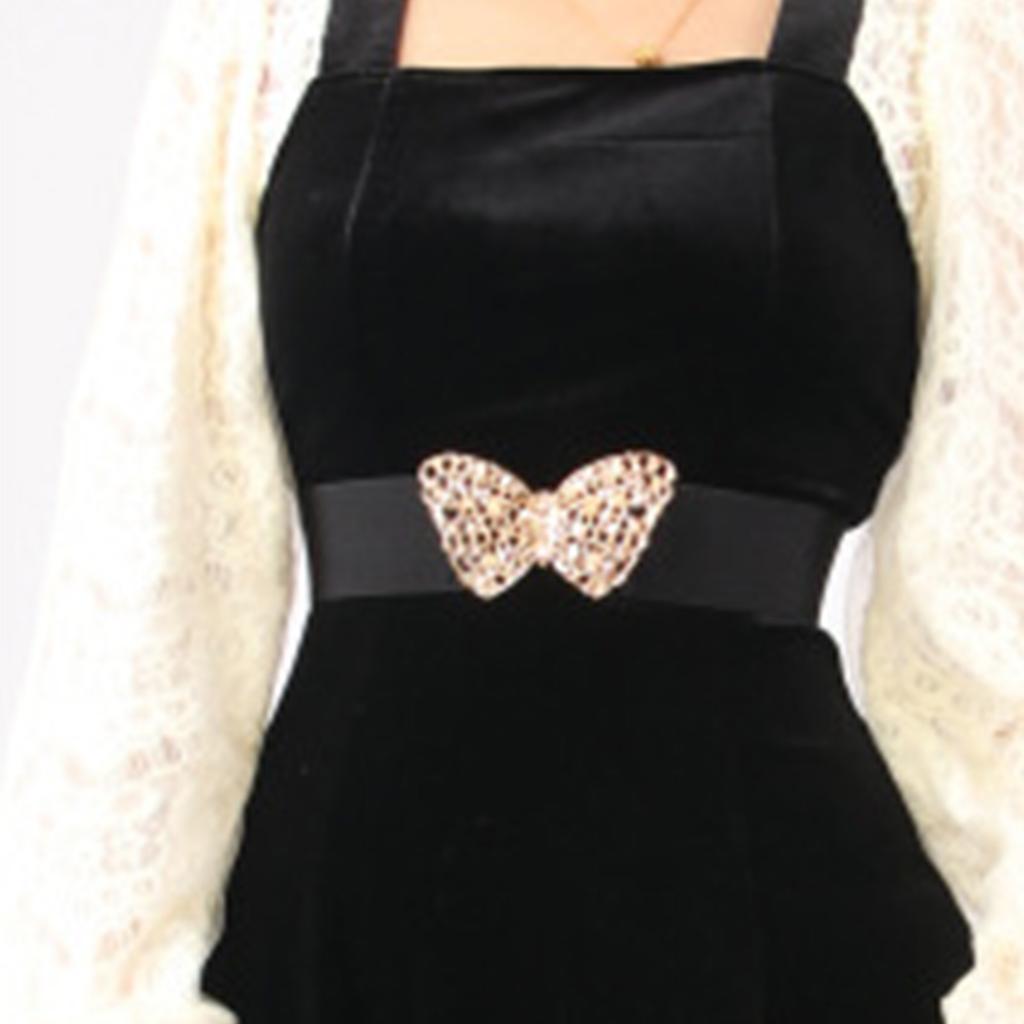 Women Dress Waist Belt Alloy Hollow Out   Buckle Elastic Waist Stretch Belt for Parties