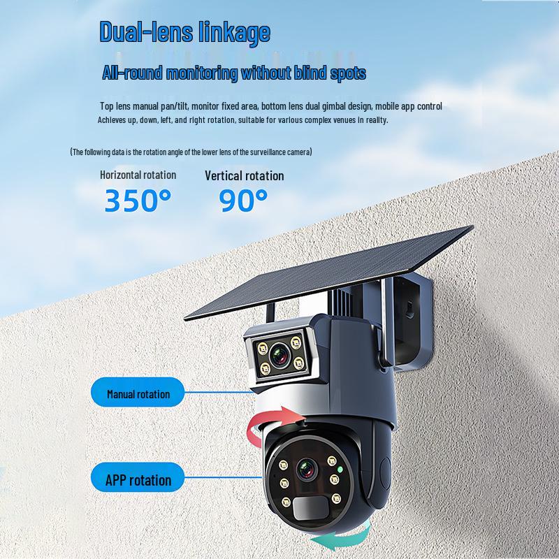 Dual-Lens Solar HD 4G Surveillance Camera with Full-Color Night Vision
