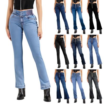 Женские джинсы повседневные однотонные повседневные брюки универсальные облегающие джинсы