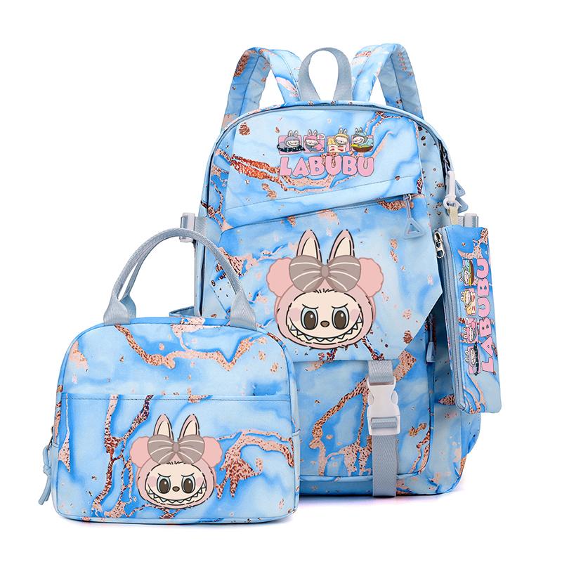 3Pcs/set Cute Printed Backpack Lunch Bag Pencil Case Teen Child Girl Kid Schoolbag Student Bookbag Knapsack Women Travel Bag Gift