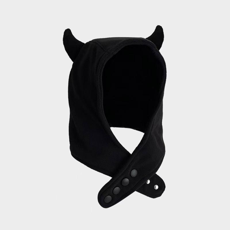 Однотонная шапка с защитой ушей, флисовая шапка, забавная шапка в форме воловьего рога, теплая пушистая зимняя флисовая шапка, подарки на день рождения для взрослых