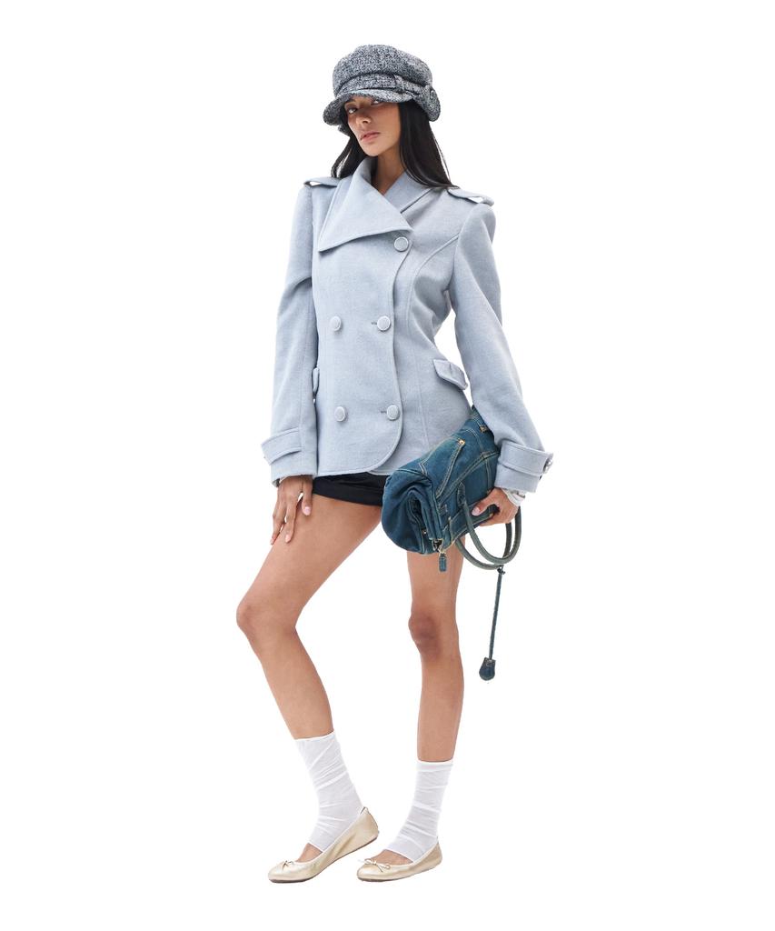 HILLDA Wide Lapel Brushed Jacket [Gray]