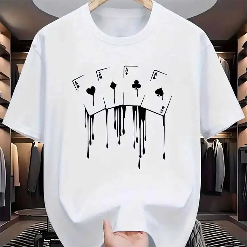 Playing Cards Graphic Print Tshirts For Unisex Summer Casual Fashion Harajuku Streetwear Tops Cotton Crew Neck Short Sleeve Tees