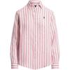 Polo Striped Linen Polo Collar Long Sleeve Shirt Women Shirts Pink WMPOSHTNDO20828100-100