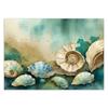 Wallpaper sea shells turquoise acrylic