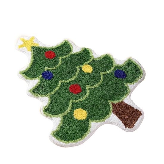 Yousheng Рождественский коврик для ванной комнаты, коврик с дизайном в форме рождественской елки и Санта-Клауса, водопоглощающий коврик для пола, домашний декор для кухни, гостиной, ванной комнаты