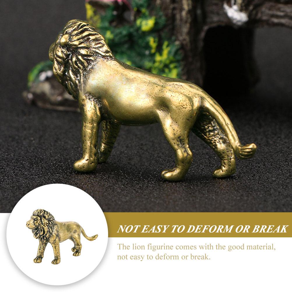 Винтажный декор, латунный орнамент в виде льва, компактная миниатюрная статуэтка для домашнего декора, украшение для стола, реалистичная статуэтка, золотой человек