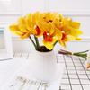 6 Stem Faux Orchid Decor 3D Printed Silk Flowers Iron Wire Stem Orchid Floral Decorations for Weddings Parties Yellow