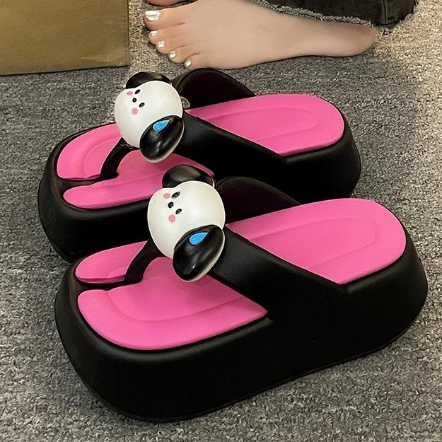 Модные летние тапочки из ЭВА на толстой подошве, женские домашние тапочки на платформе, верхняя одежда для женщин, легкие нескользящие милые шлепанцы с героями мультфильмов
