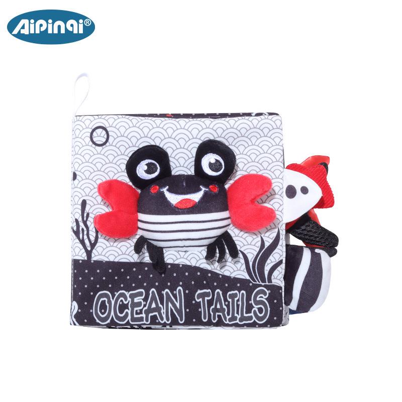 Aipinqi Baby Black & White Visual Cloth Book – Tear-Resistant Pop-Up Cognitive Toy for Early Education