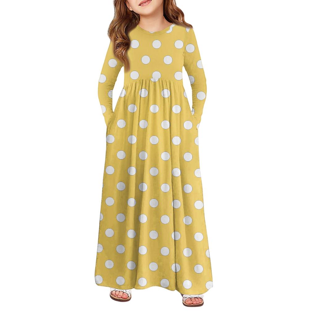 Girls' Maxi Dress - Long Sleeve Pocket Dress