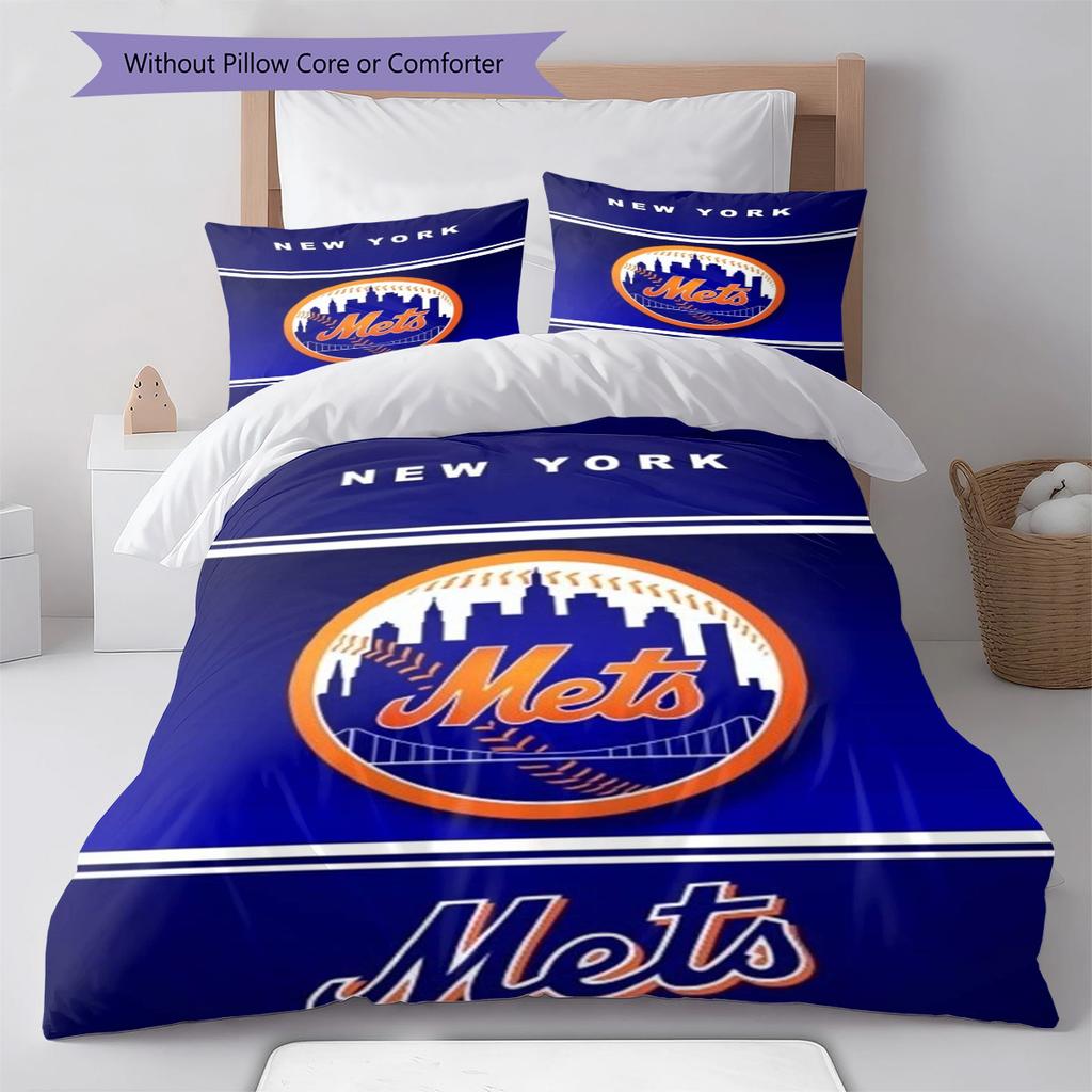 Постельное белье с узором New York Mets Комплект Пододеяльник Наволочка Домашний Декор Подарок (1 пододеяльник + 2 наволочки, без наполнителя)
