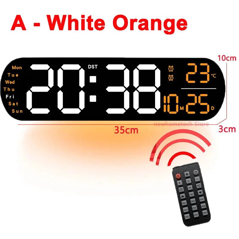 Digital Wall Clock Large LED Screen Temperature Humidity Display Electronic Alarm Clock Creative Home Decoration Remote Control