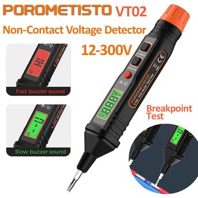 POROMETISTO VT02 Цифровой детектор напряжения 12 В-300 В переменного тока Тестер напряжения Бесконтактный тестер напряжения Интеллектуальный искатель пробоев