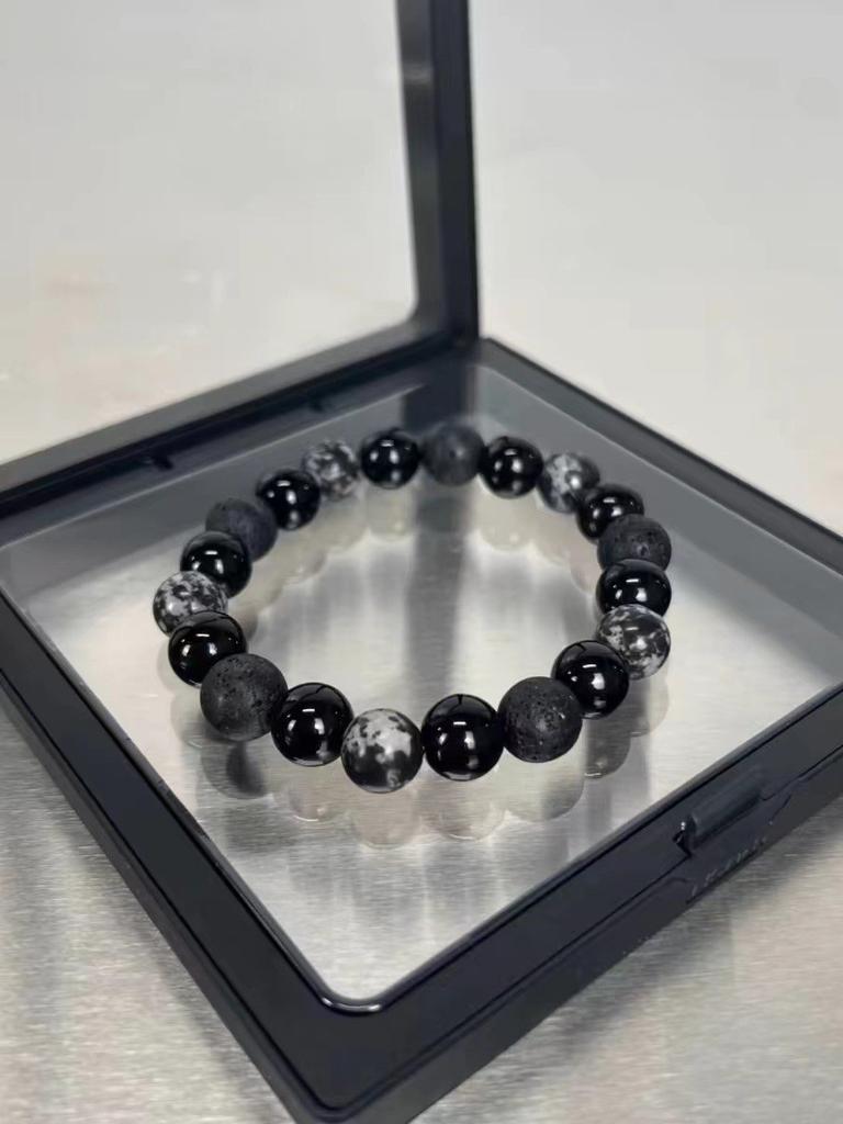 Obsidian Beaded Unique Bracelet Lightweight Handcrafted Jewelry For Men And Women