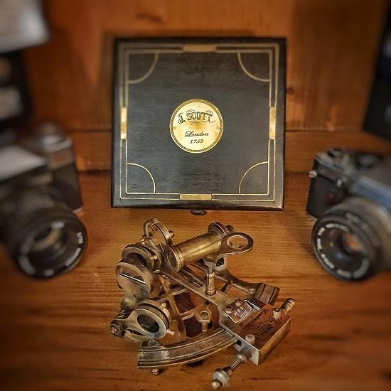 Латунный секстант с деревянной коробкой, винтажный твердый античный морской парусный спорт, морской морской флот, функциональное украшение для подарка, рождественский подарок, подарок