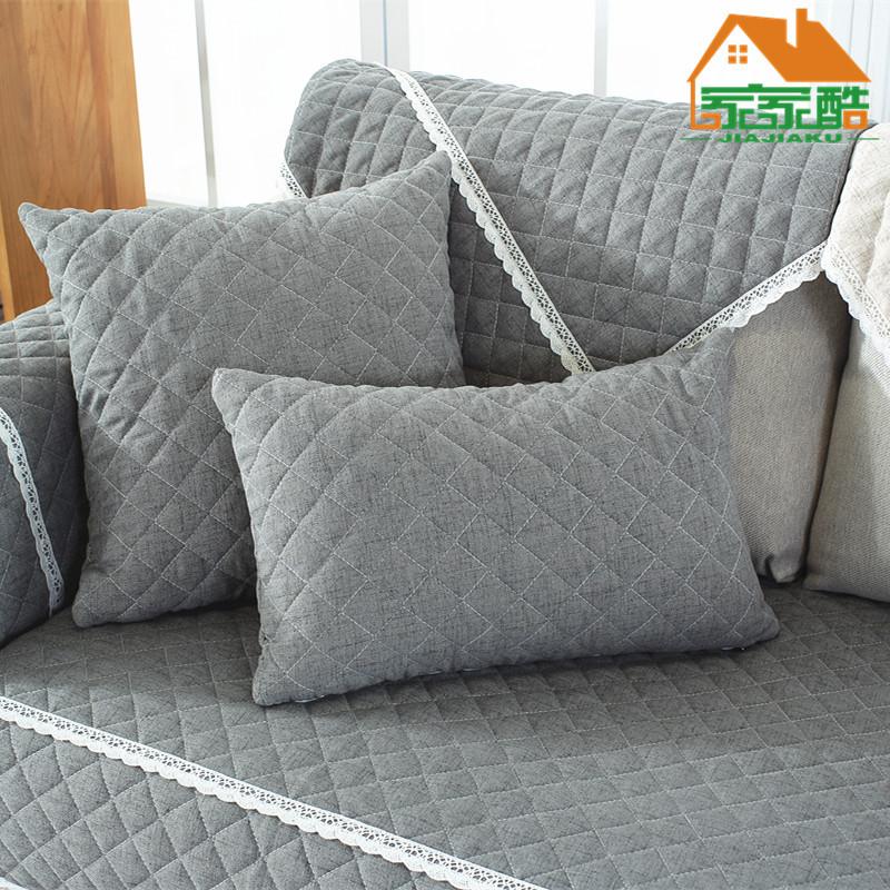 New Linen Solid Color Quilted Simple Fabric Sofa Cushion Cushion Non-slip Sofa Cover