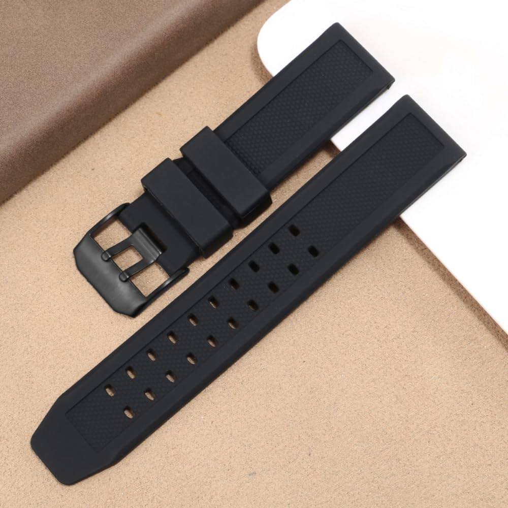 [syzynicy] Мягкий силиконовый ремешок для часов, совместимый с Luminox 1820/7251/3050/3051/3150/3080/8800 (Черная пряжка, 23 мм)