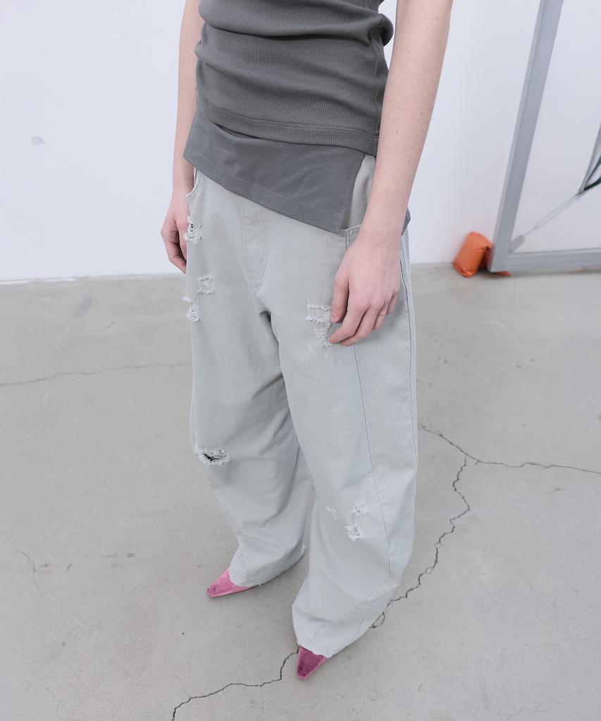 Потертые изогнутые брюки LCDC™ (Светло-серый)