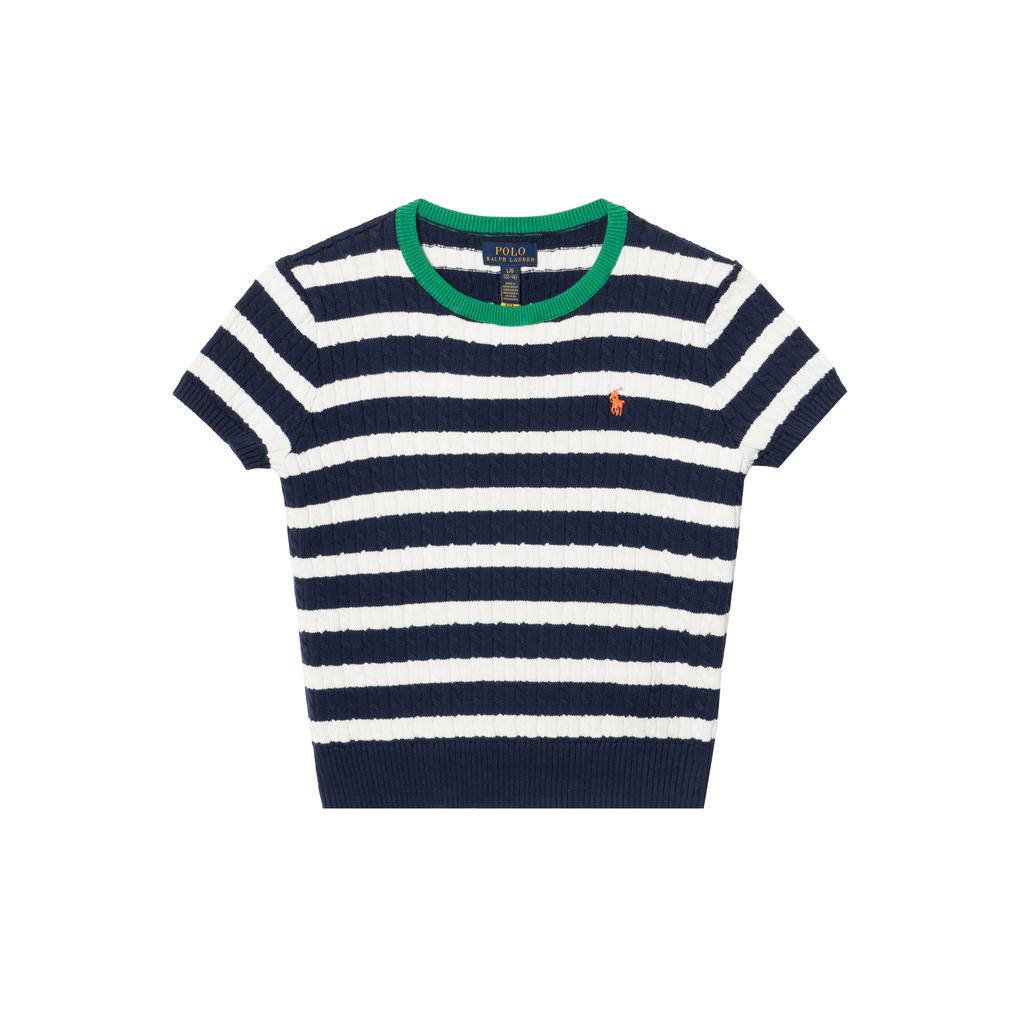 Комплект платьев Polo Ralph Lauren В полоску Хлопковый трикотаж Вышивка пони Детское платье CWPO2STG2U20034-410