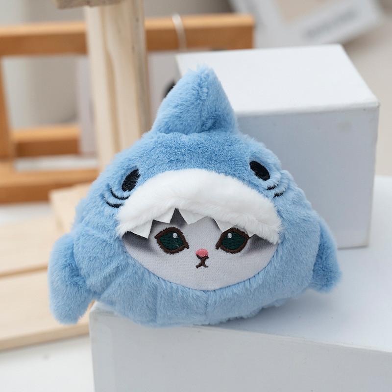 Gray Shark Stuffed Animal Keyring Soft Plush Toy For Childrens Gift Idea