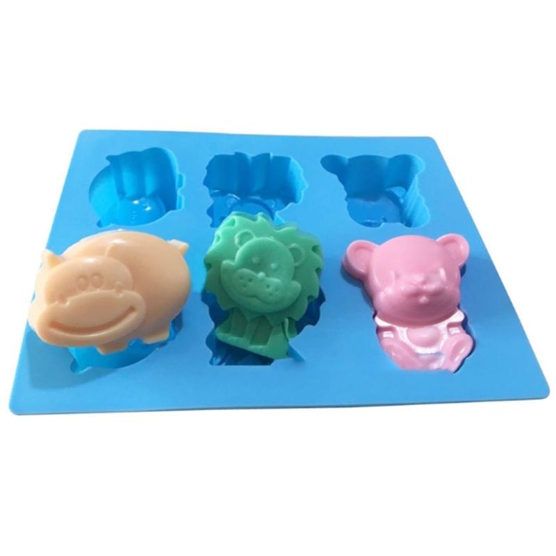 2 Pack Food Grade Silicone Baking Molds Set With 6 Cavity Animal Shape Lions Hippo Bear For Homemades Chocolate Ice Jellies