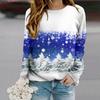 Tops For Women Christmas Snow Scenery Print Round Neck Long Sleeve T-shirt Fall Casual Slim Pullover Women's Long Sleeve Top
