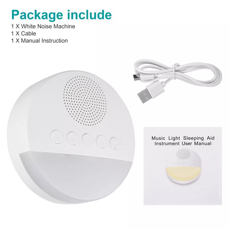 1200Mah Portable Usb Rechargeable White Noise Machine With Night Light, 9 Soothing Sounds, Timer Shutdown For Home/Office Use