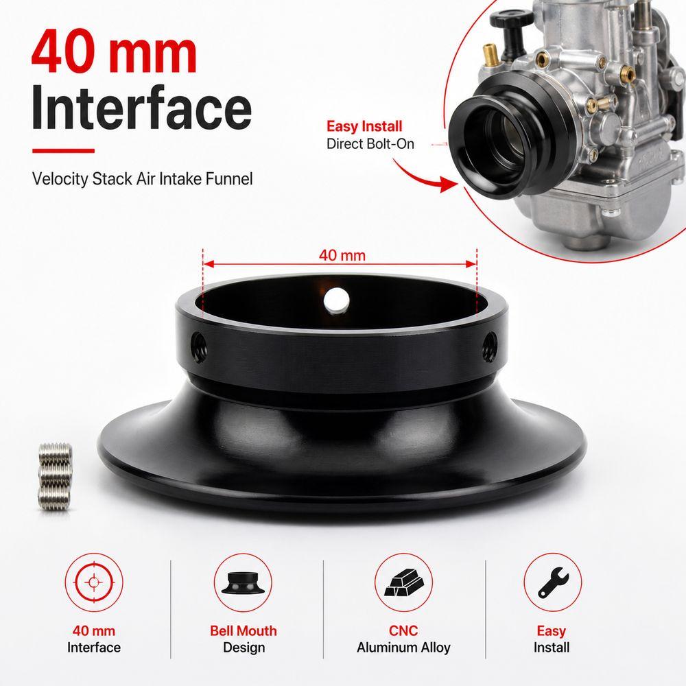 Aluminum Alloy Motorcycle Air Filter 40mm Velocity Stack Air Filter Cup Motorcycle Accessories