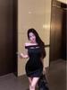 One-Shoulder Rivet Sleeveless Bandeau Dress - Slim Fit Black Summer Waist-Cinching Short Skirt