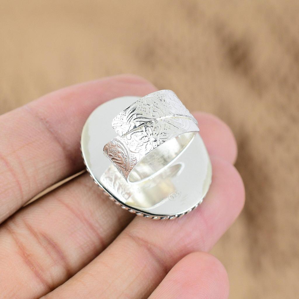 Натуральный Радужный Лунный Камень Многокаменный Регулируемое Кольцо 925 Серебро Для Девочек