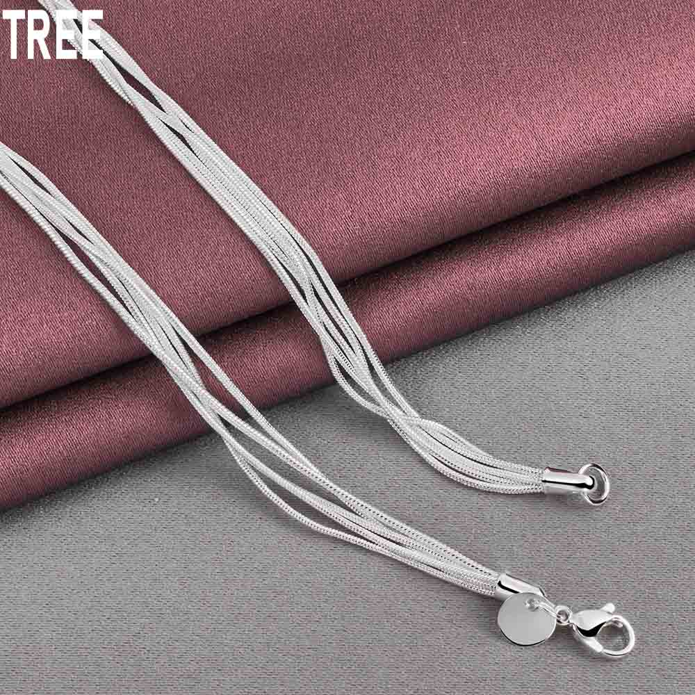 Ожерелье из пяти змей из стерлингового серебра 925 пробы с матовыми гладкими бусинами, модные свадебные украшения