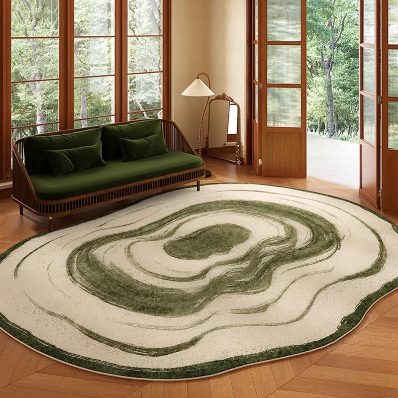 Зеленый ковер для гостиной Неправильной формы Короткий вельветовый Нескользящий напольный коврик Ковер для спальни Прикроватный ковер Цветочный Ретро Домашний декор Teppich Alfombra