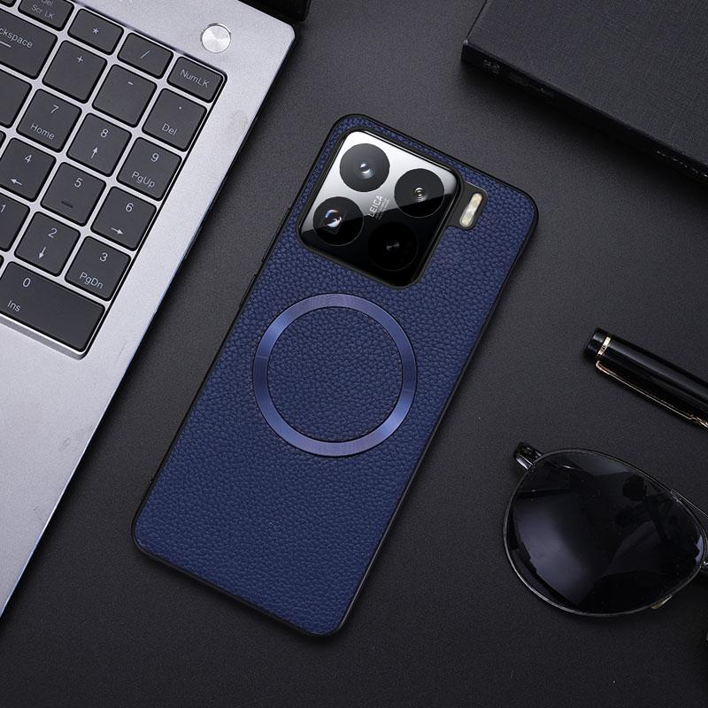 For Xiaomi 15 Pro Case Compatible with MagSafe PU Leather+TPU Phone Back Cover