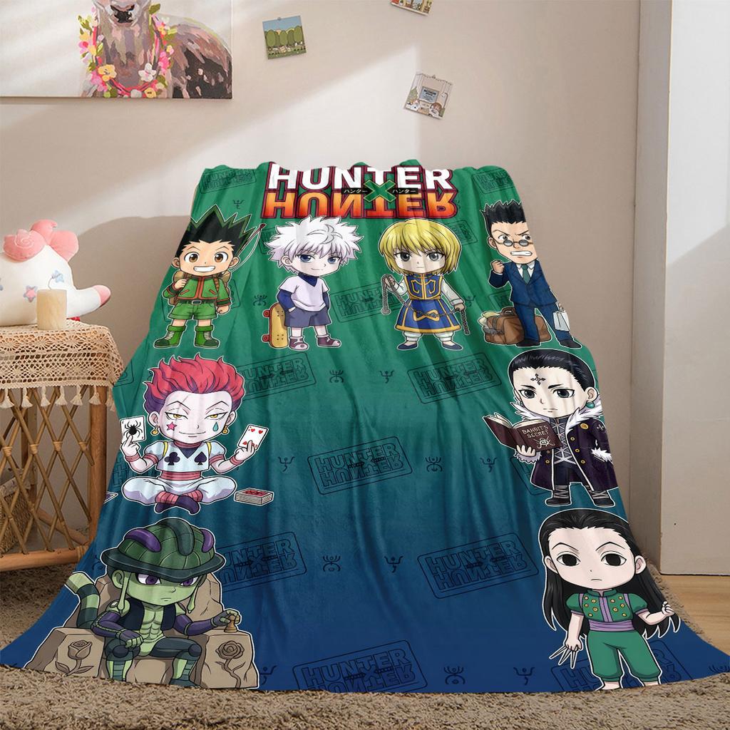 Hunter×Hunter Smart 2D Cartoon Flannel Blanket, Printed Pattern for Couch, Soft Home Decor Travel Throw Mat_LIAN