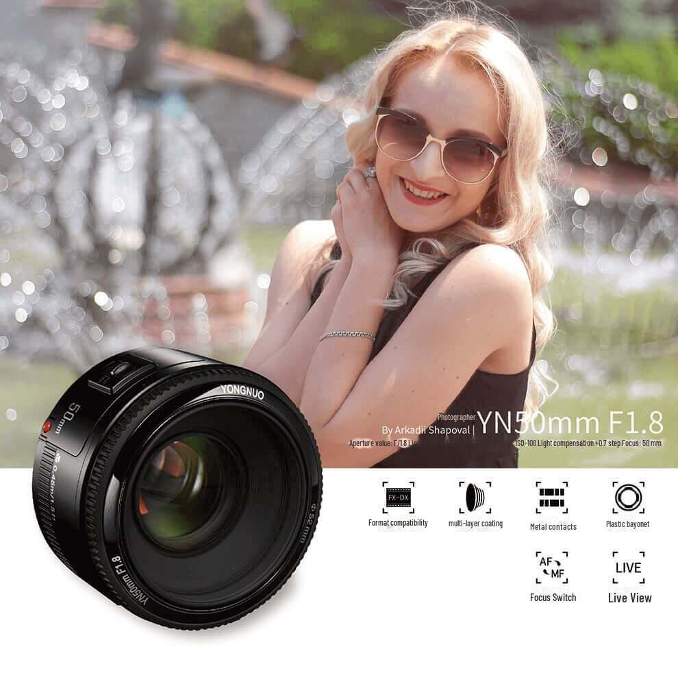 Объектив YONGNUO 50mm F1.8 для Canon: Автофокус, фиксированный фокус, размытие фона при портретной съемке